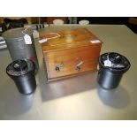 A collection of vintage film tanks to include a Kodak tank, Paterson and Paterson Universal