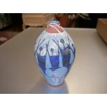 Andrew Adair, a studio pottery vase, "Bitten Figures", signed and dated (19)92. 20cm