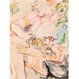 Oskar Kokoschka (hs art) Pöchlarn 1886 - 1990 Montreux Doris mit Katze Aquarell auf Papier /