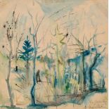 Hans Staudacher St. Urban 1923 * Motiv aus Warmbad bei Villach Aquarell und Tusche auf Papier /