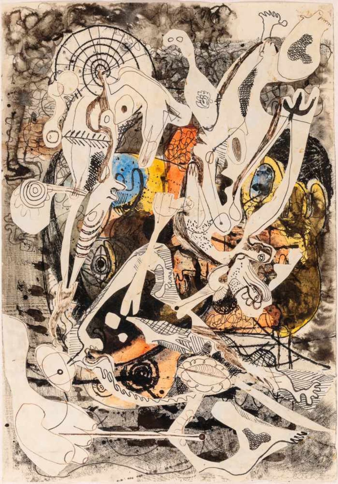 Oswald Oberhuber Meran 1931 * Ohne Titel (Picasso) Mischtechnik auf Papier / mixed media on paper