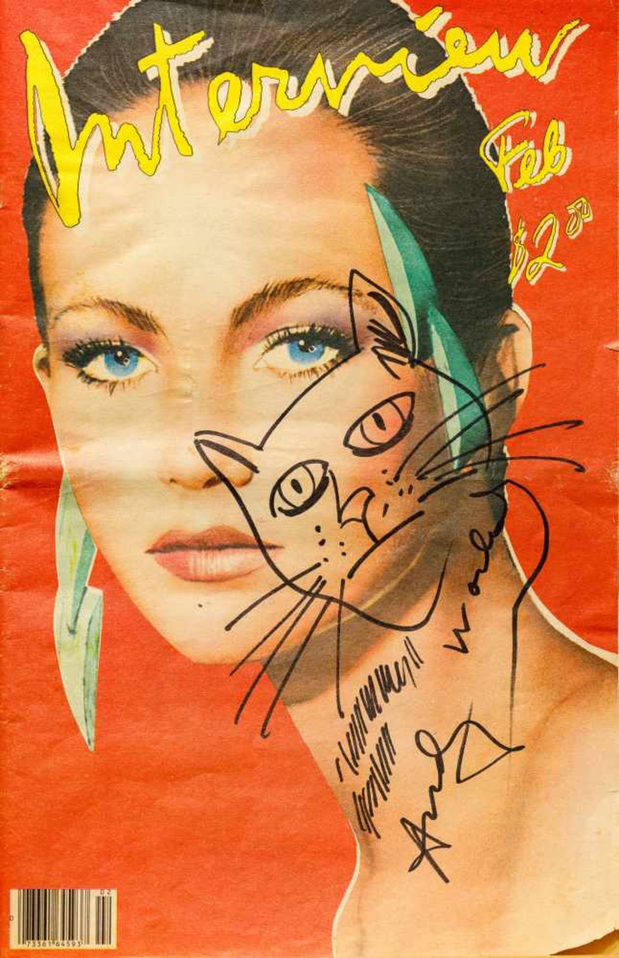 Andy Warhol Pittsburgh 1928 - 1987 New York Katzenkopf-Skizze (gezeichnet am Cover von: Interview,