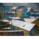 Leo Fellinger Graz 1884 - 1976 Graz Dächer von Graz Öl auf Jute / oil on jute 60 x 70 cm um 1920