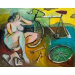 Alfred Kornberger (hs art) Wien 1933 - 2002 Wien Beim Fahrradwechsel Öl auf Leinwand / oil on canvas