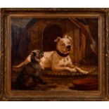 Attributed William Osborne, "Unknown (American Bulldog and Terrier)," Oil on Canvas Painting