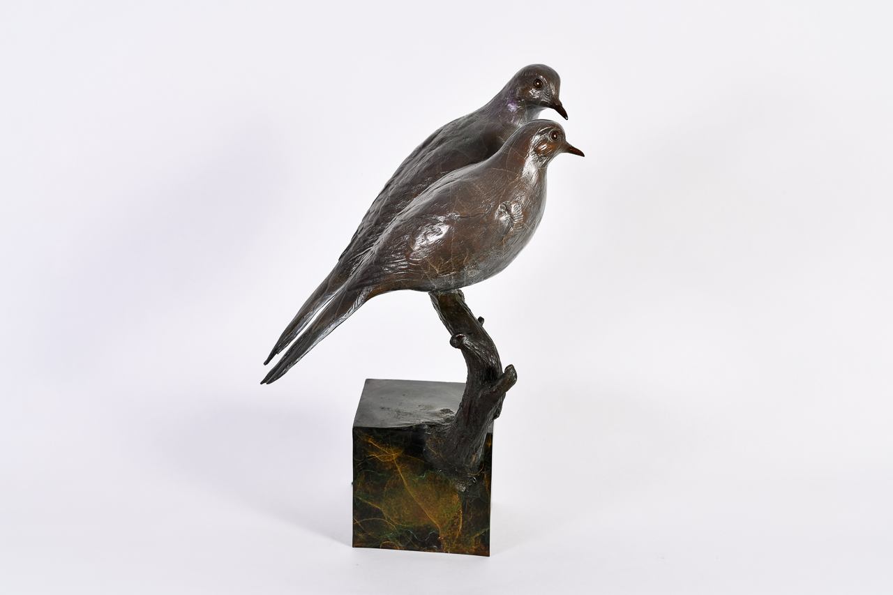 Jim Eppler (b. 1950), "Mourning Doves," Bronze Sculpture - Image 2 of 6