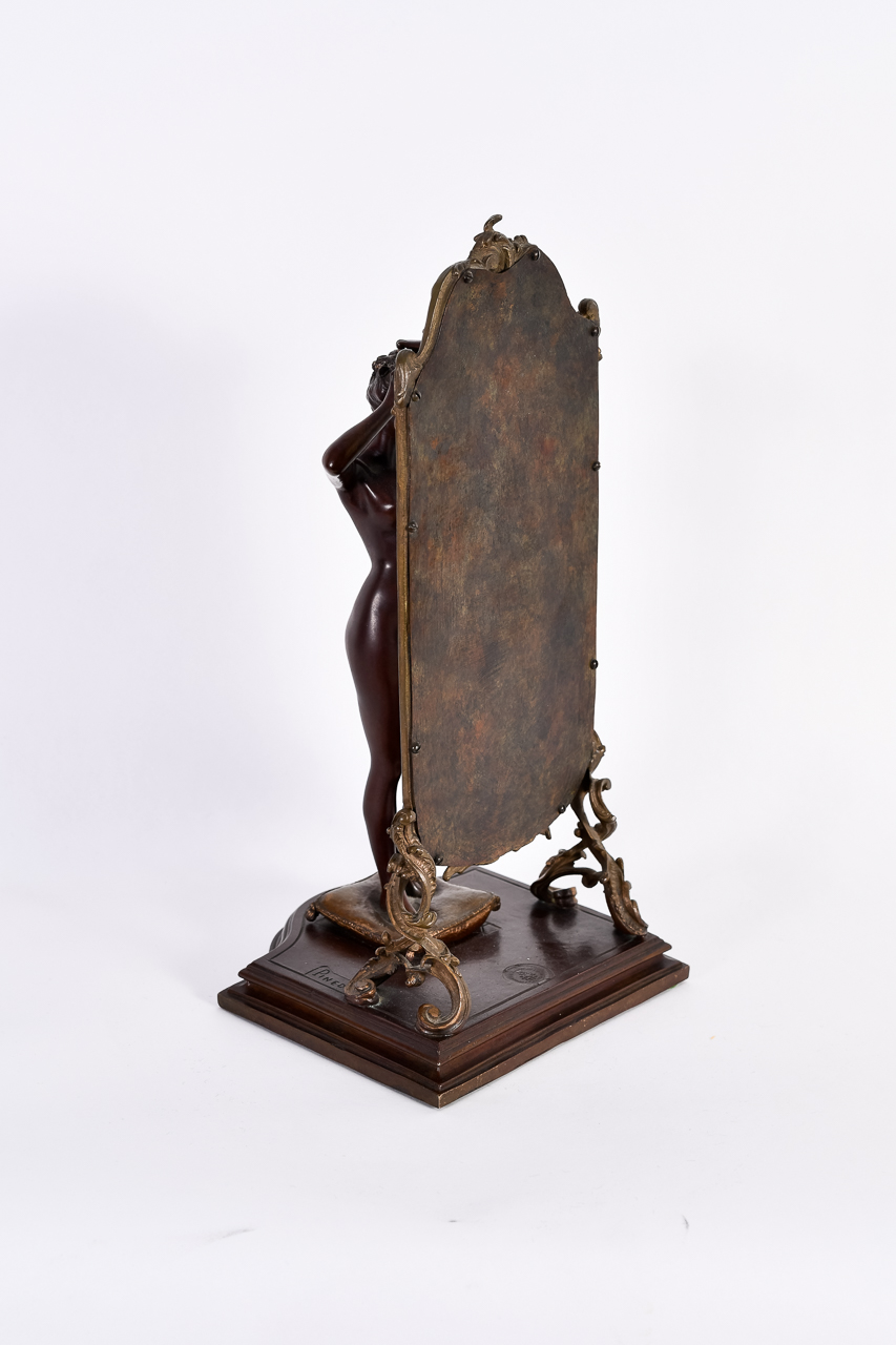 Emile Pinedo (1840-1916), "Unknown (Nude in Mirror)," Bronze Sculpture - Image 4 of 7