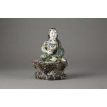Fine Japanese Meiji Porcelain Kutani Figure of a Buddhist Immortal or Scholar