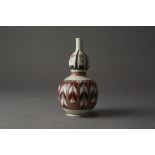 Japanese mid-19th century Kutani Porcelain Double Gourd Sake Bottle Vase