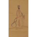 Japanese Edo Period Ink Scroll Painting of Several Double Gourd Vessels on Paper