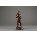 Chinese Republic Period PRC Carved Wooden figure of a Worker (Bitcoin Accepted)