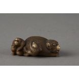 Japanese Stag Antler Netsuke of a mother monkey and her children