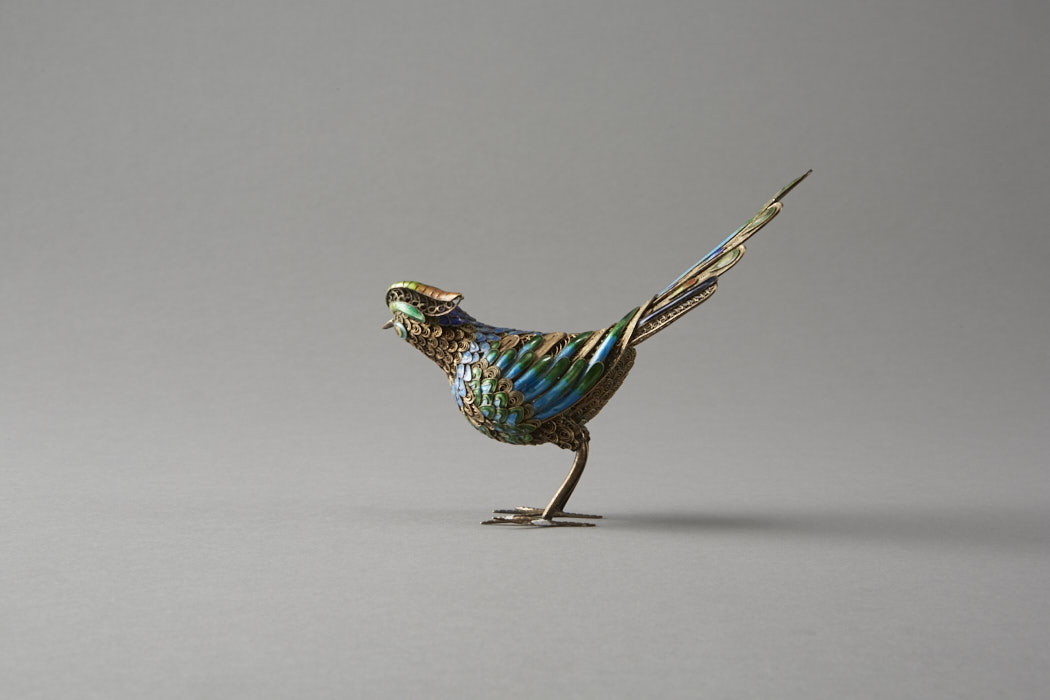 20th Century Chinese Gilt & Enameled Silver Bird - Image 3 of 4