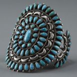 Large Southwestern Silver and Turquoise Cuff Bracelet