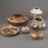 6 Pieces Pueblo Pottery Hisi Nampeyo, Loren Nampeyo, Fawn Garcia Navasie
