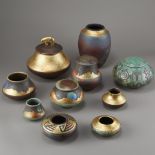 Group of 10 Rick Loewenkamp Raku Pottery