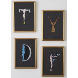 Four Gouache Nudes Attributed to Erté