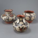 Three Robert Tenorio Kewa Santo Domingo Pottery Jars