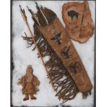 Plains Indian Painted Group of Quiver Arrows Hide and Doll