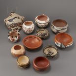 Group of 12 Pueblo Pots and Canteen Kewa Zuni