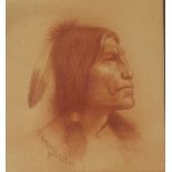 Francis West Portrait of a Native American Drawing