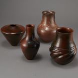 Group of 4 Brownware Pottery Manymules, Gonzalez, Cling