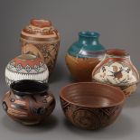 Six Pueblo Pottery Pots incld Fragua, Nez, Medina