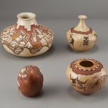 Group of 4 Lawrence Namoki Hopi Carved Jars