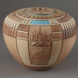 Tom Polacca Carved Pottery Turquoise
