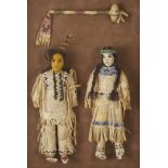 Pair of Beaded Sioux Dolls with Club Provenance