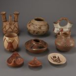9 Pieces Pueblo Pottery Namoki, Ida Sahmie, Juanita Healing
