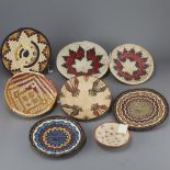 Group of 8 Native American Polychrome Woven Trays