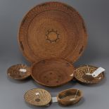 Group of 5 Pima Woven Baskets and Trays