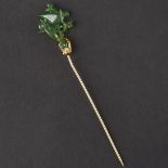 Gold Hairpin with Apple-Green Jade Bird