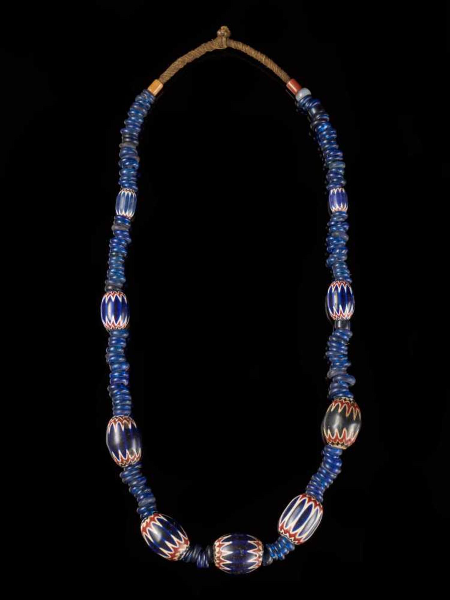 Traditional Bamileke 7 Layer Chevron Trade Bead Necklace - Tribal ArtChevrons beads are made by a