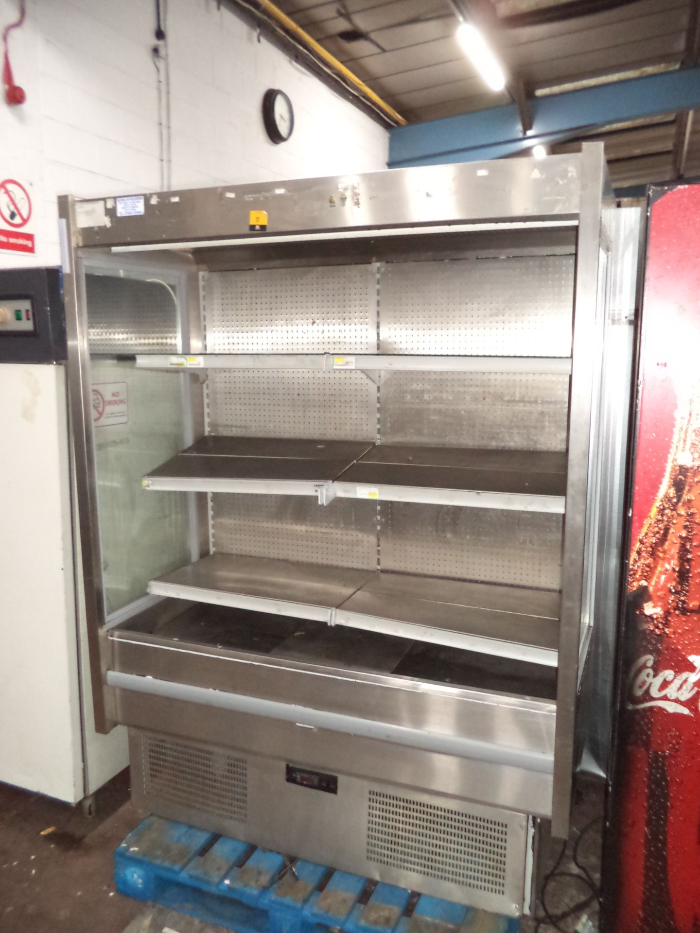 Large stainless steel and glass open front display fridge IMPORTANT: Please remember goods - Image 2 of 2