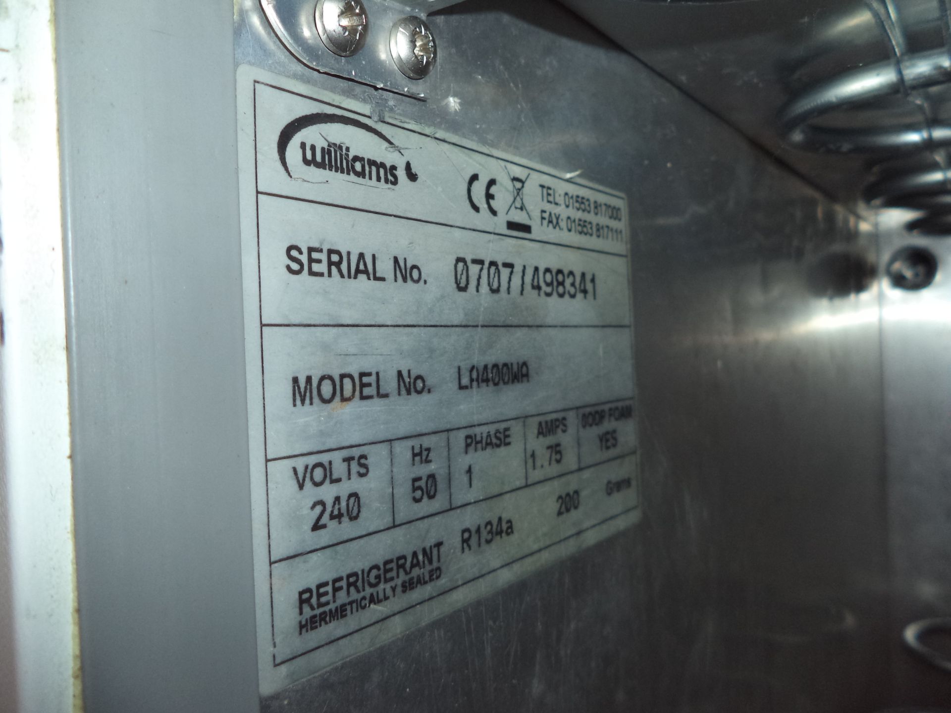 Williams floor standing freezer model LA400WA IMPORTANT: Please remember goods successfully bid upon - Image 3 of 3