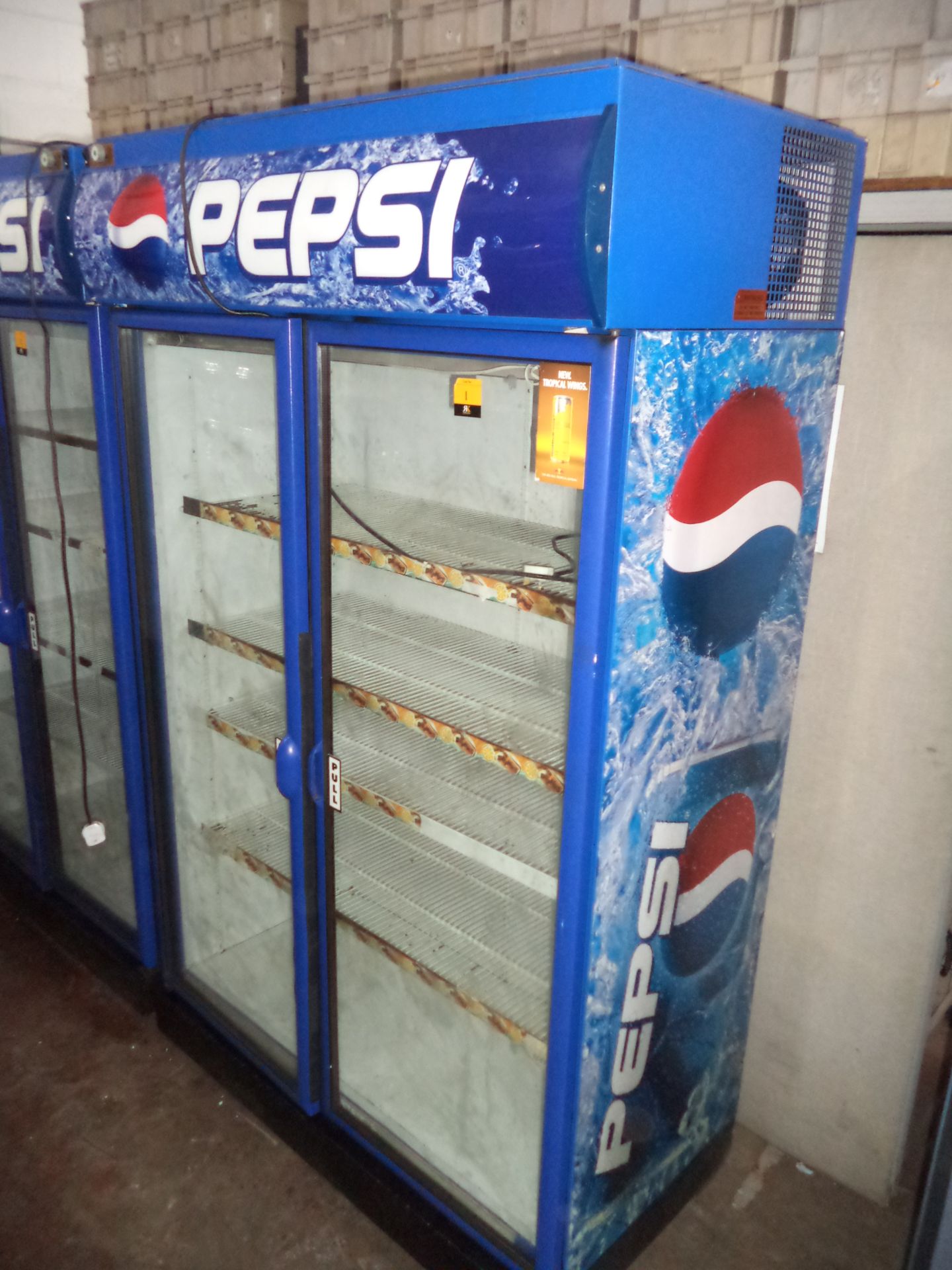 Large double clear door Pepsi branded drinks fridge IMPORTANT: Please remember goods successfully