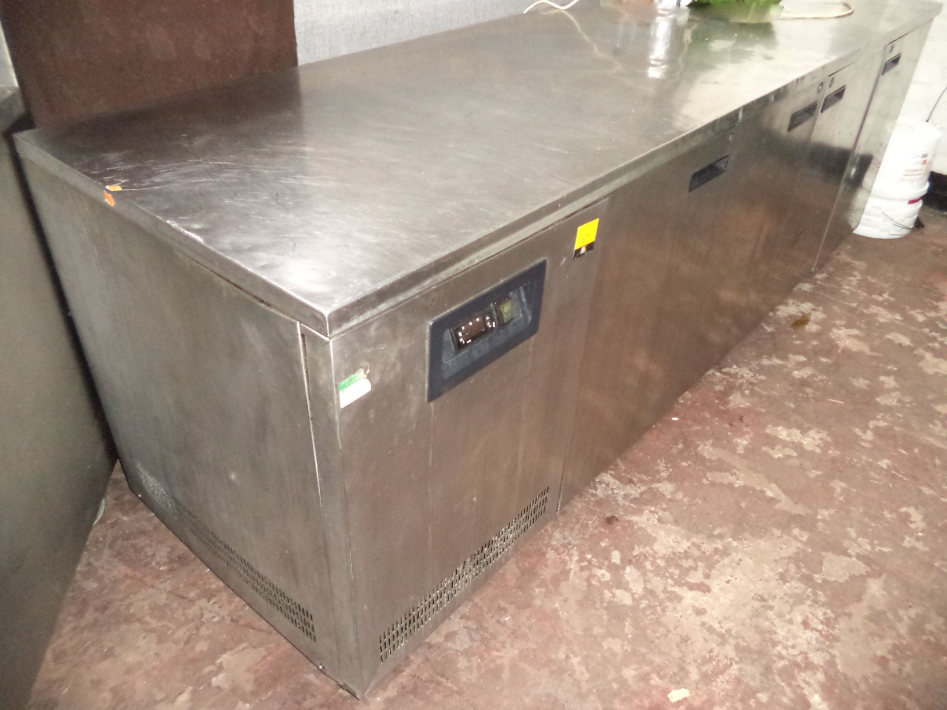 Large stainless steel refrigerated prep cabinet with 4 doors IMPORTANT: Please remember goods