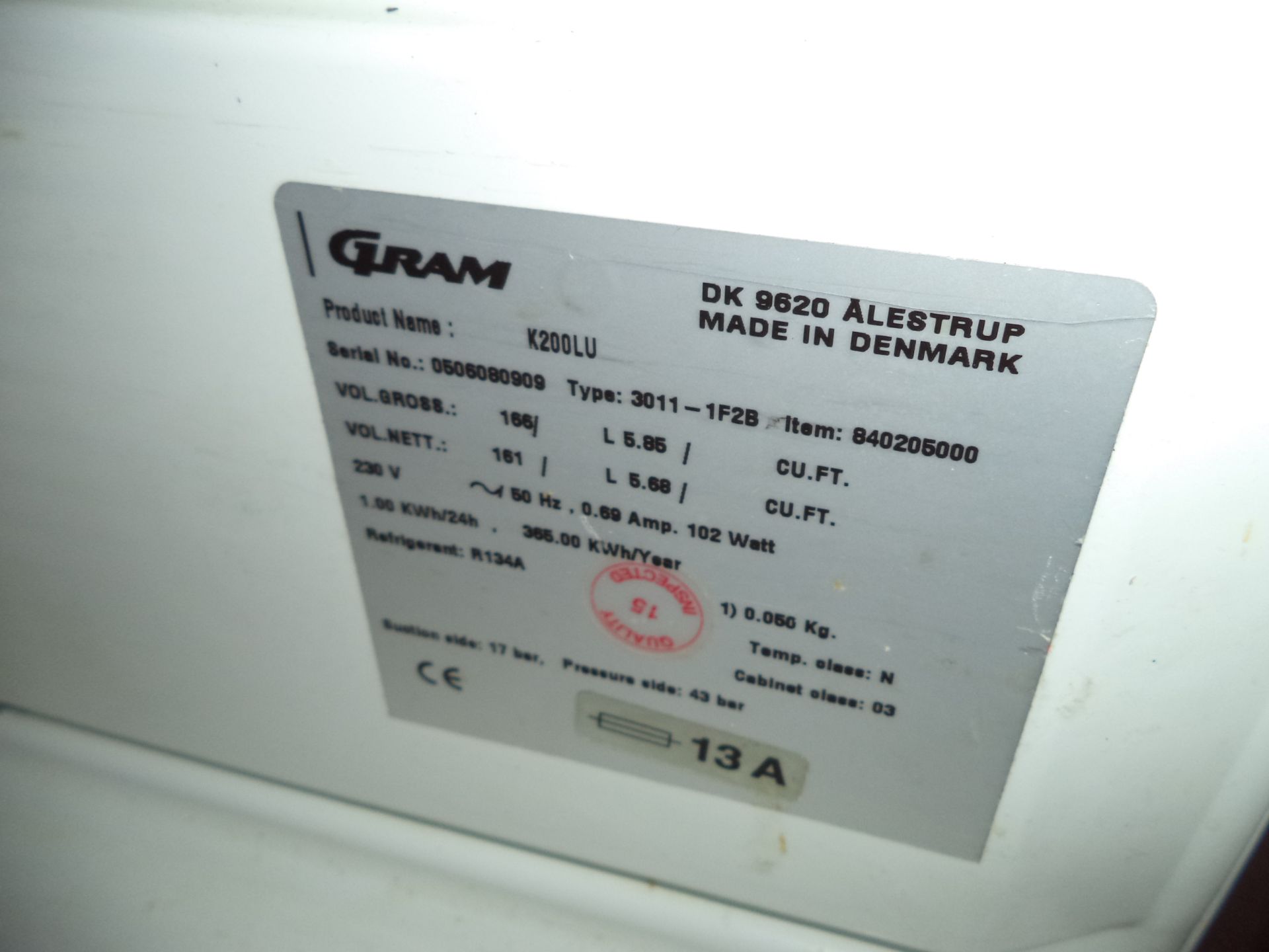 Gram counter height fridge, model K200 IMPORTANT: Please remember goods successfully bid upon must - Image 3 of 3