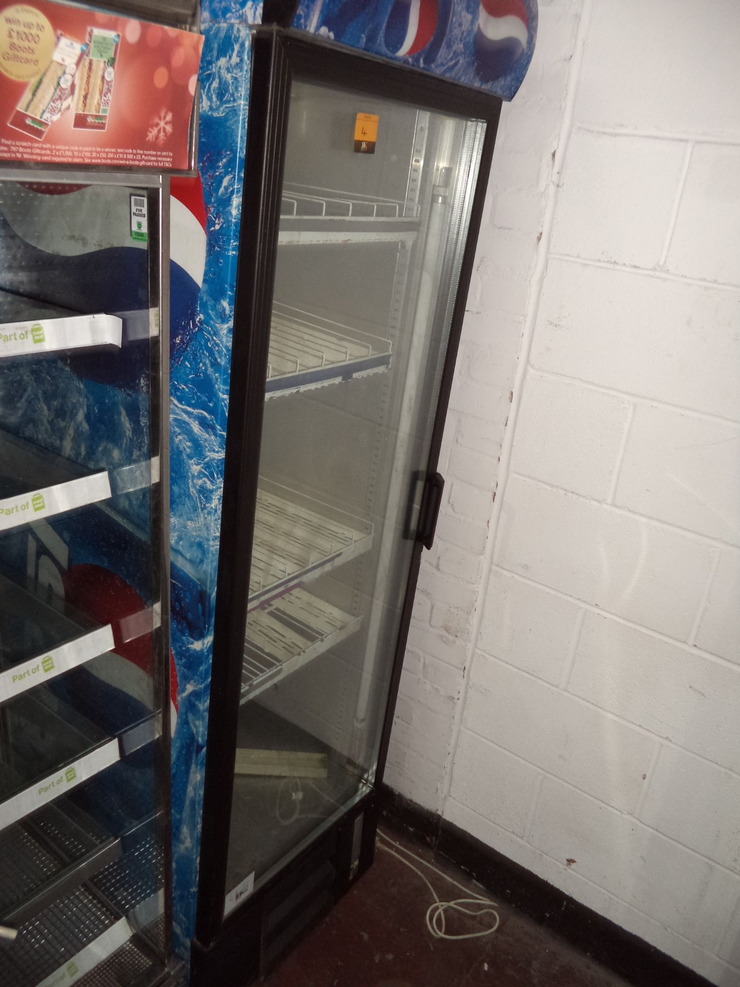 Pepsi branded tall single clear door display fridge IMPORTANT: Please remember goods successfully - Image 2 of 3