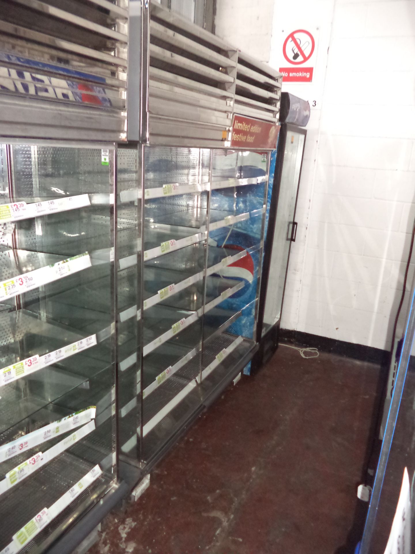 Stainless steel and glass double width open front display fridge IMPORTANT: Please remember goods - Image 2 of 2