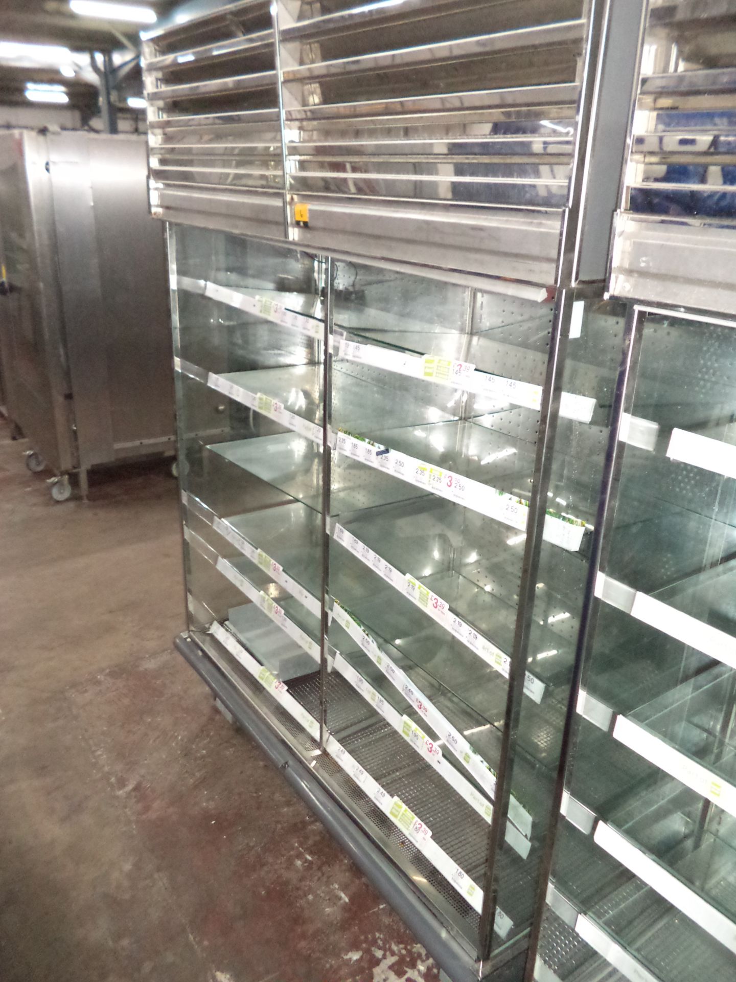 Stainless steel and glass double width open front display fridge IMPORTANT: Please remember goods - Image 2 of 2