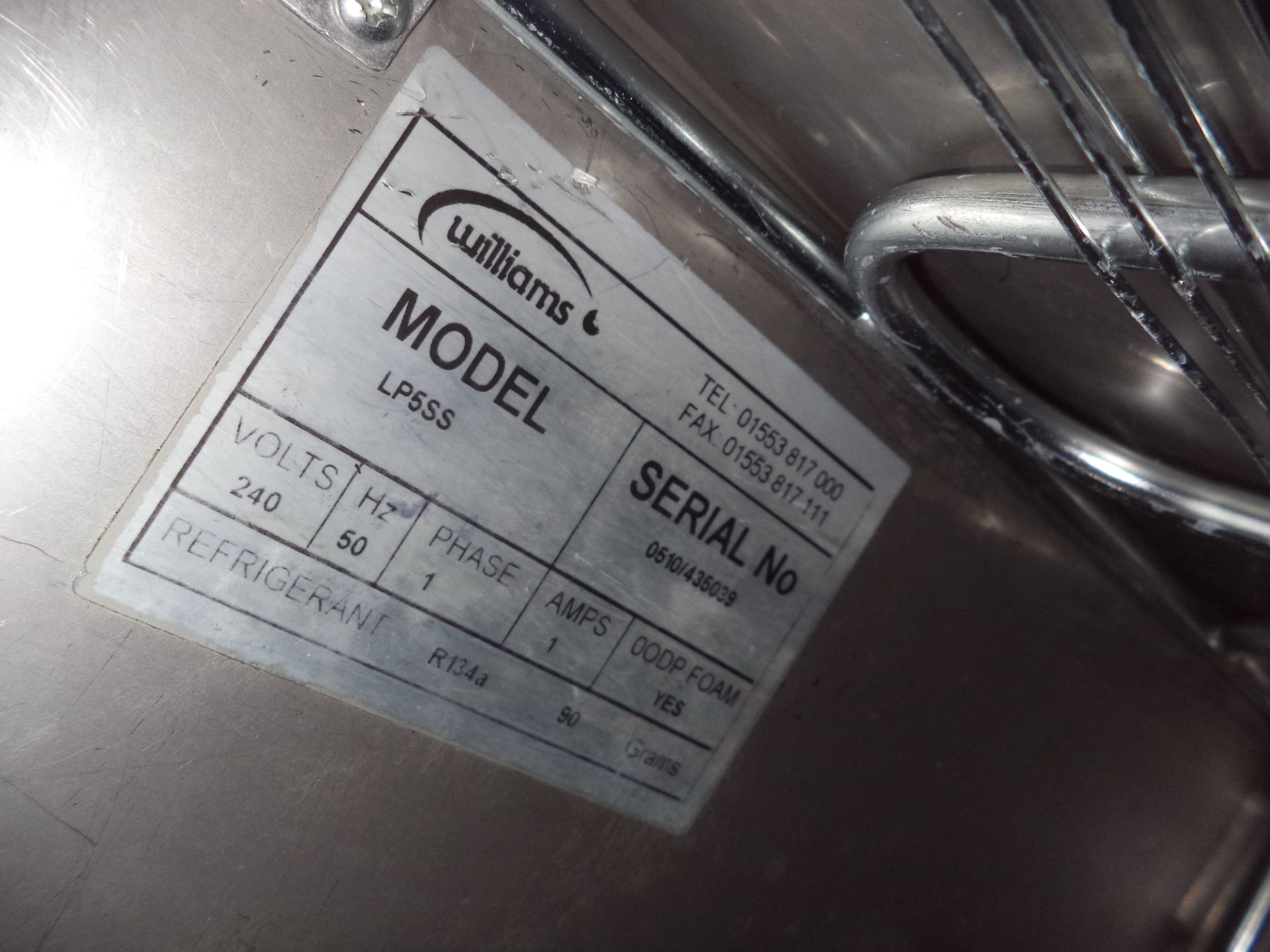 Williams stainless steel commercial counter height freezer, model LP5SS IMPORTANT: Please remember - Image 3 of 3