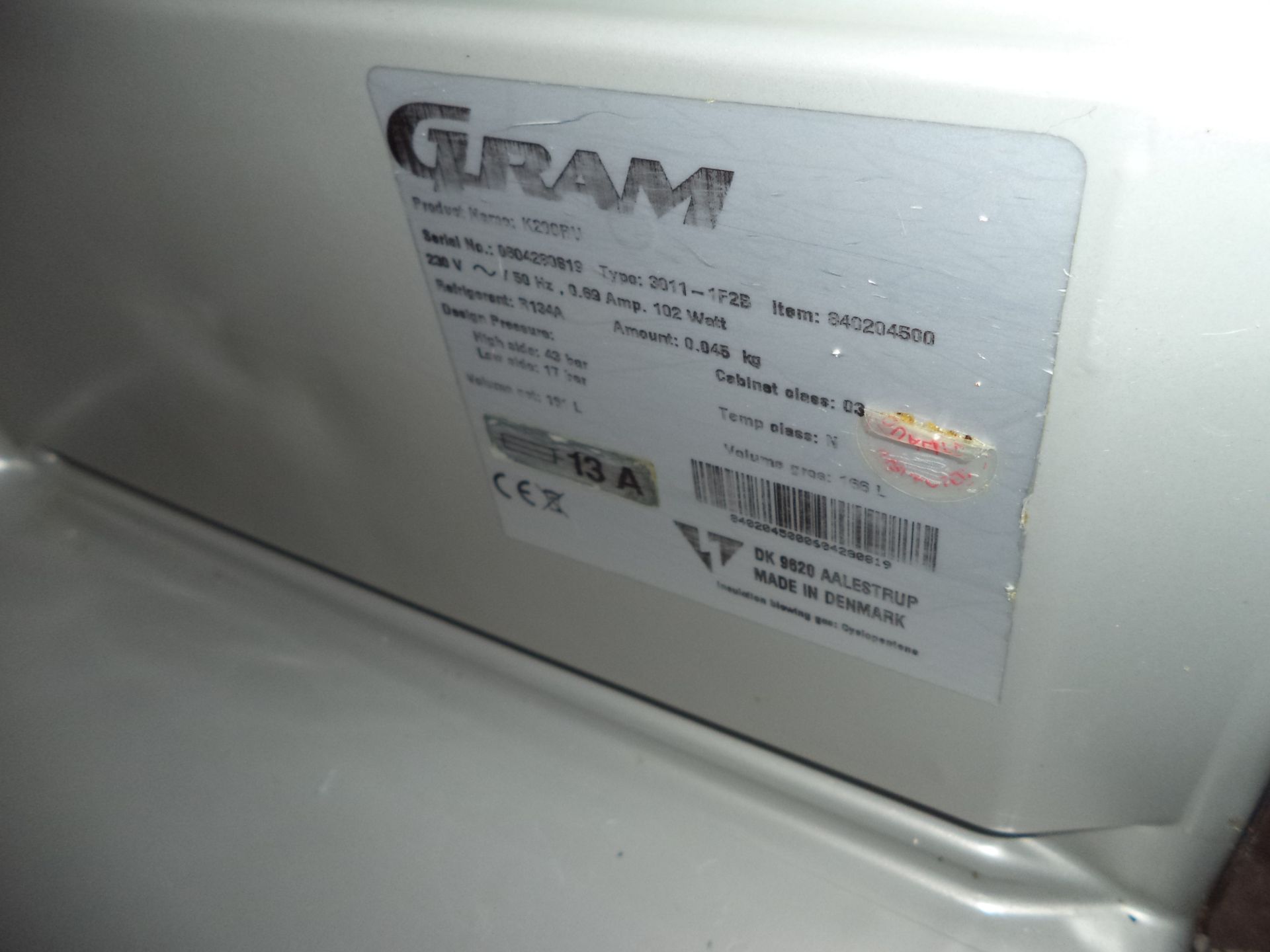 Gram stainless steel counter height commercial fridge, model K200 IMPORTANT: Please remember goods - Image 3 of 3