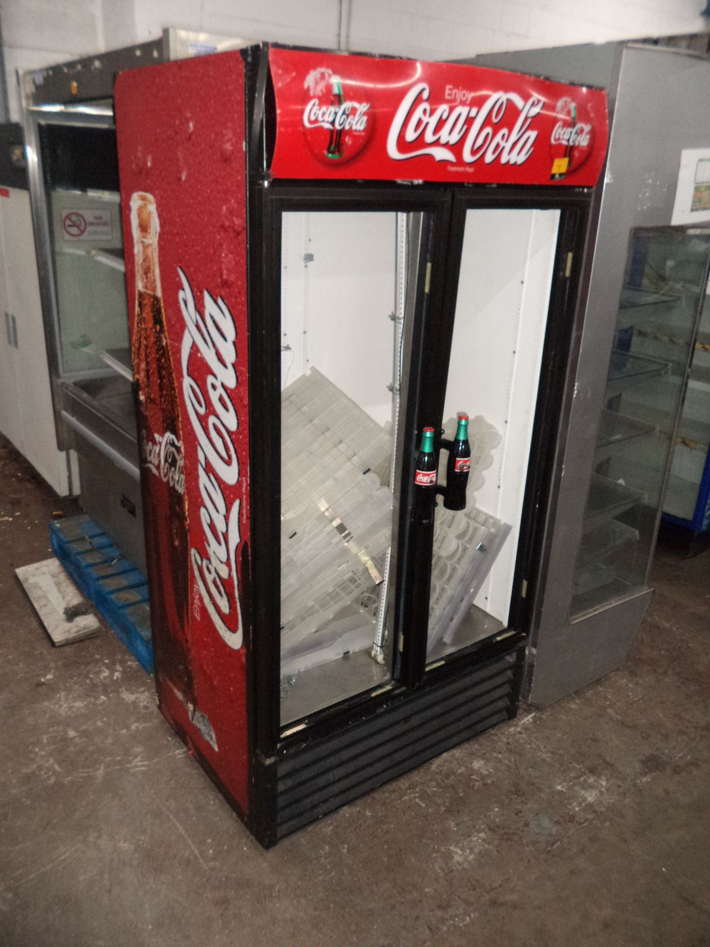 Coca Cola branded large twin door display fridge - no glass IMPORTANT: Please remember goods - Image 2 of 2