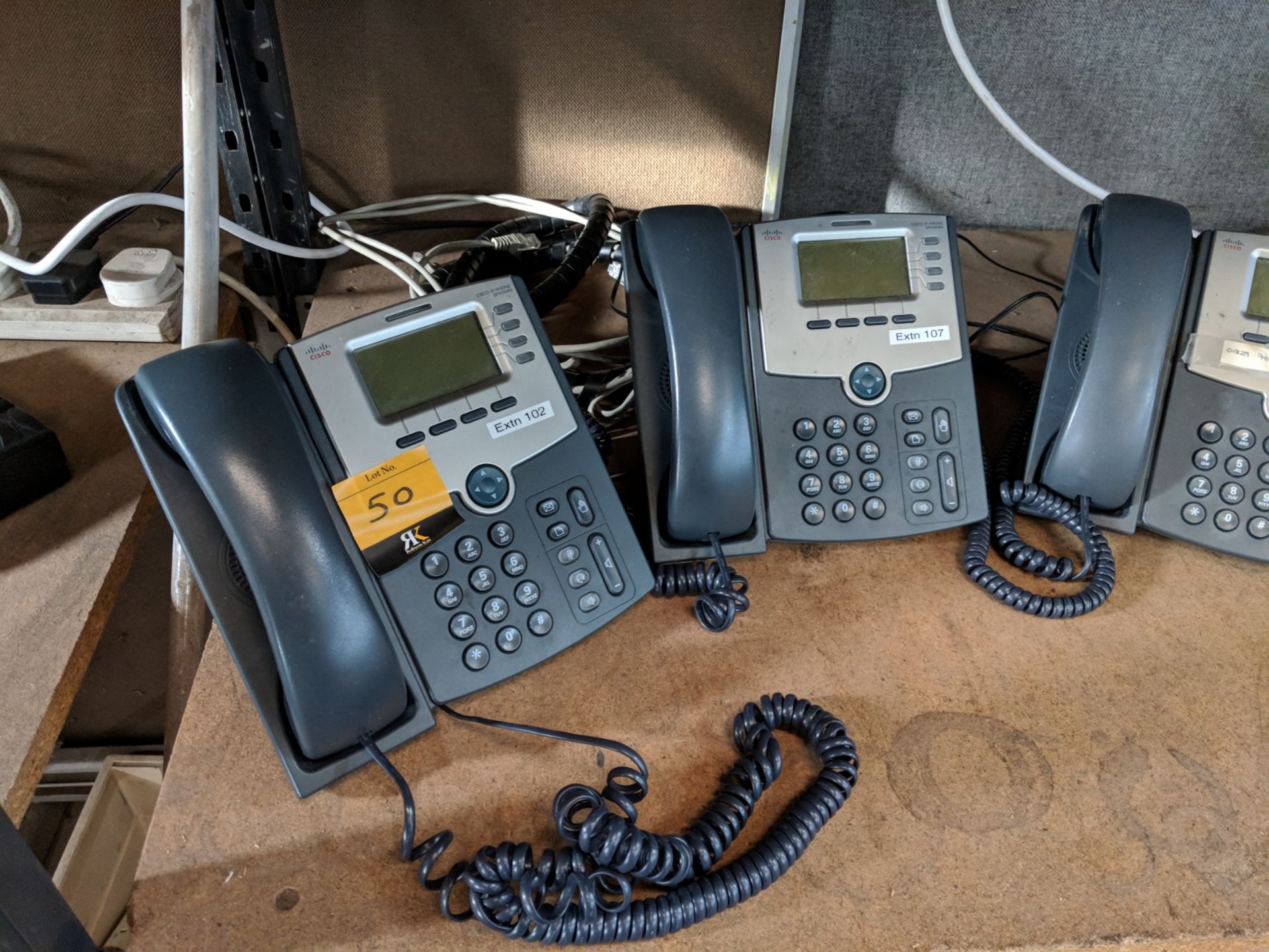 3 off Cisco VOIP telephone handsets model SPA504G plus Yealink DECT cordless telephone handset - Image 2 of 5