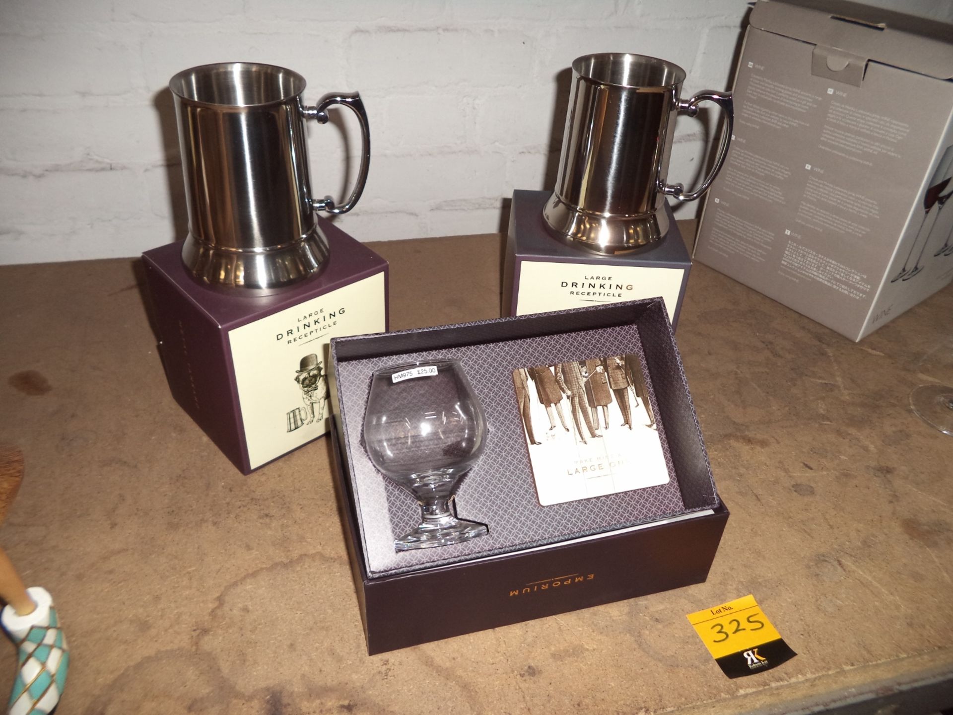 2 off Emporium tankards & 1 off Emporium brandy glass & coaster set IMPORTANT: Please remember goods