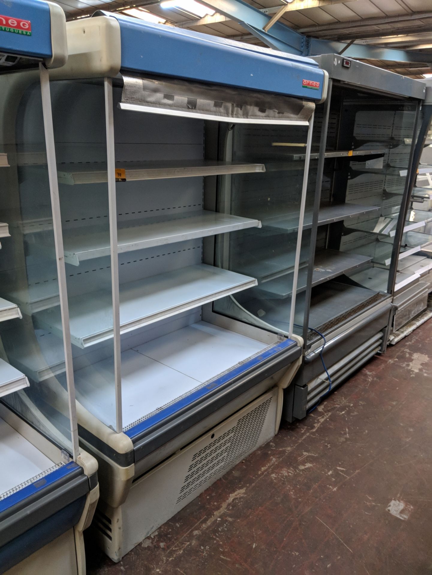 Arneg large open front retail refrigeration display unit with pull down blind IMPORTANT: Please - Image 2 of 3