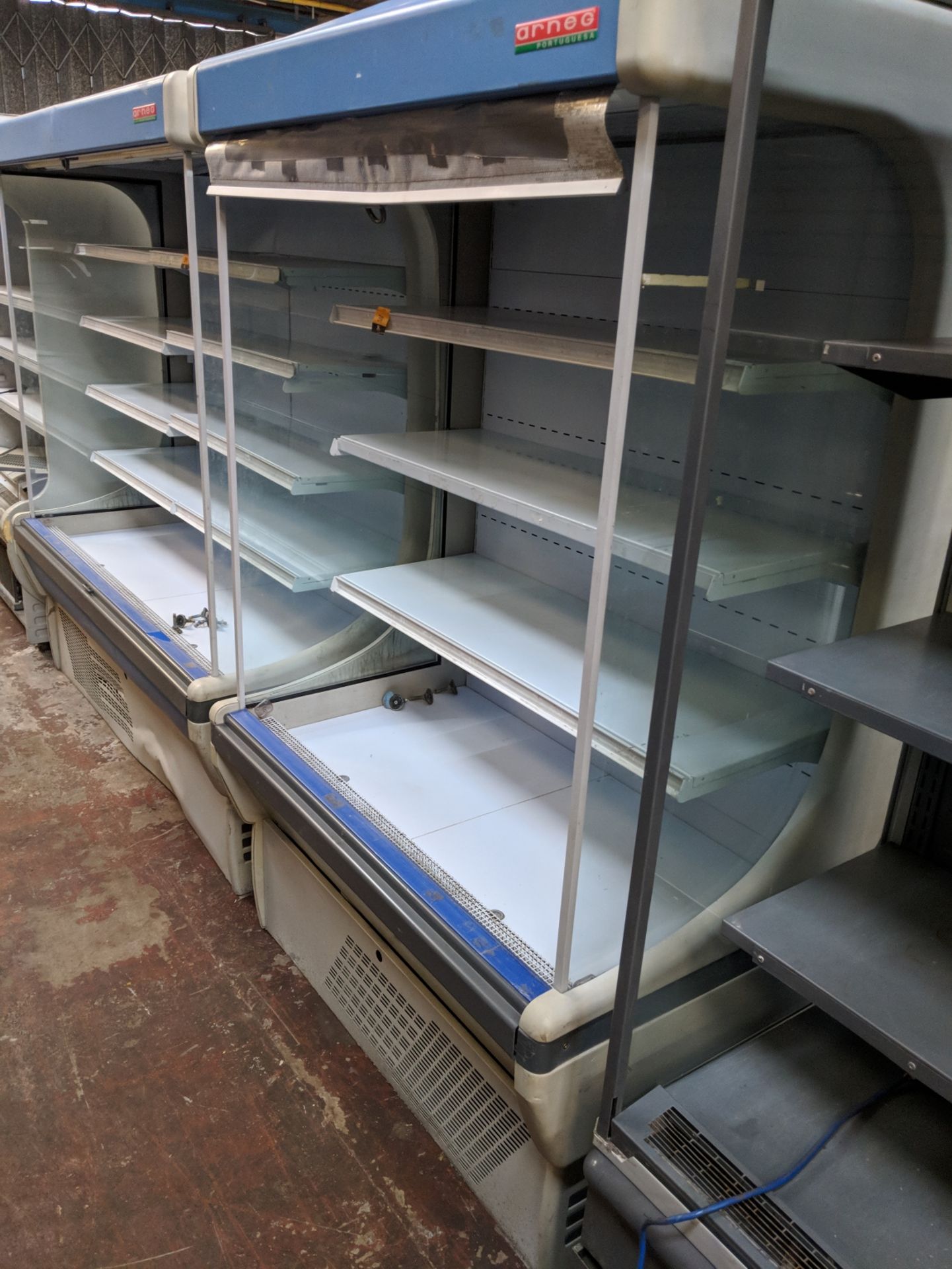 Arneg large open front retail refrigeration display unit with pull down blind IMPORTANT: Please